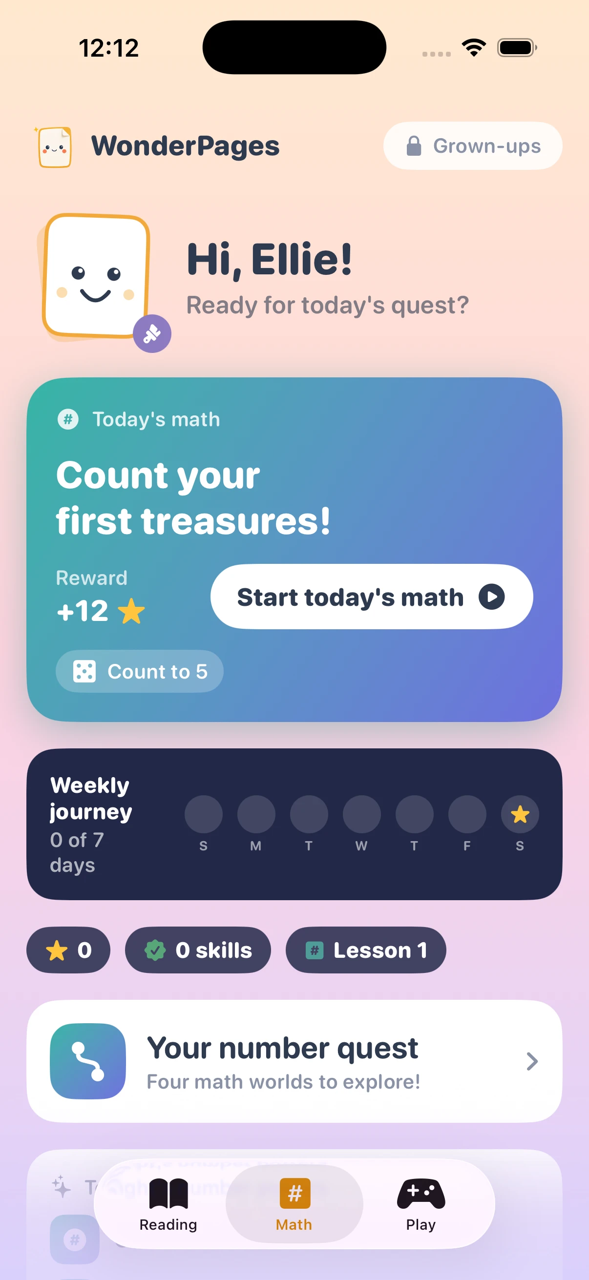 A WonderPages early maths activity